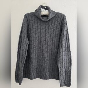Talbots Women's Silk/ Cashmere Cable Knit Turtleneck Sweater In Gray Sz XL